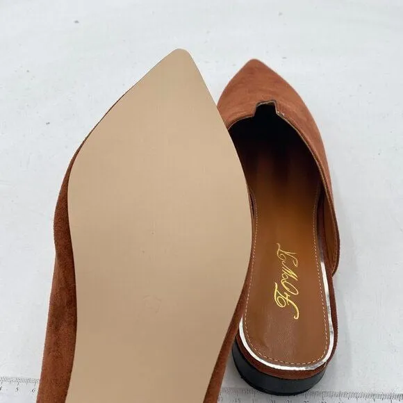 FOWT Women Fashion Suede Mules, Sexy Closed Pointed Toe Flat Loafer, Low Heel