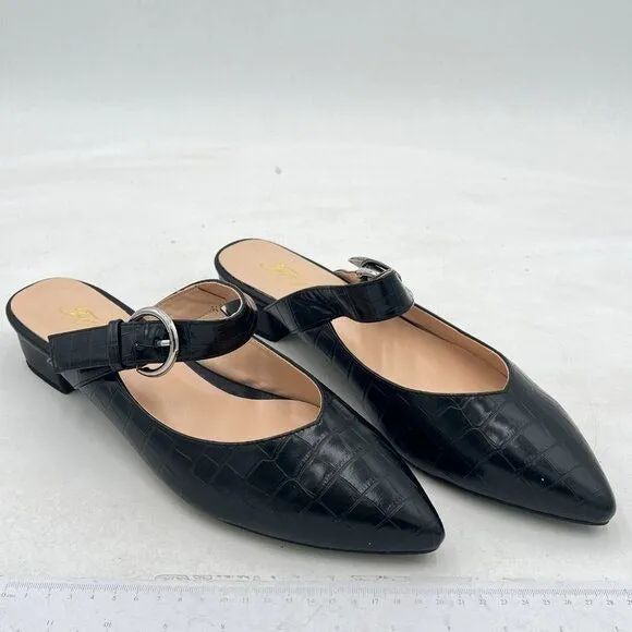 FOWT  Women's Pointy Toe Slidess for Women,Flat Mule Slides,Slip On Shoes