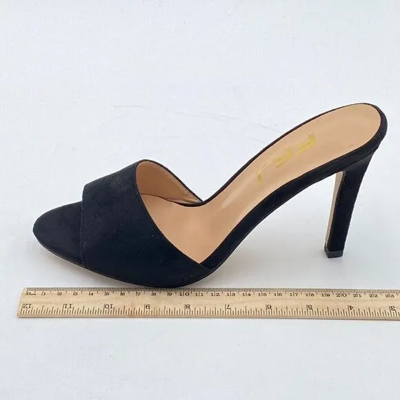 FSJ Black Casual Peep Toe Mule Sandals Stiletto High Heels Party Evening Shoe