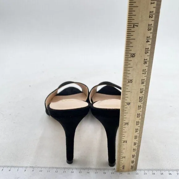 FSJ Black Casual Peep Toe Mule Sandals Stiletto High Heels Party Evening Shoe