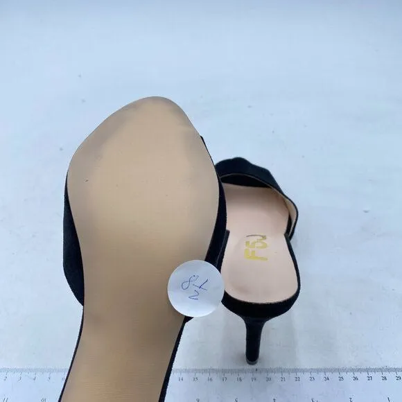 FSJ Black Casual Peep Toe Mule Sandals Stiletto High Heels Party Evening Shoe
