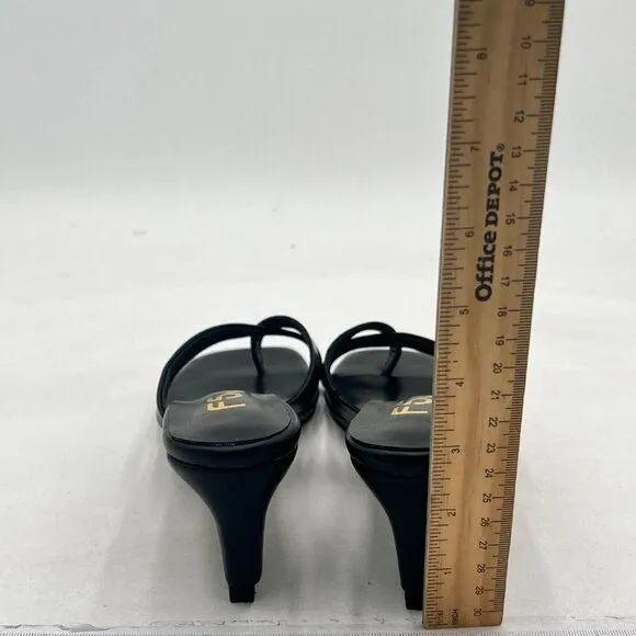 FSJ Black Flip Flop Slide Mule Shoes Square Open Toe Thong Summer Wedge Sandal