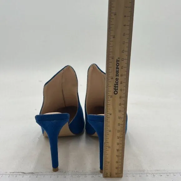 FSJ Blue Pointed Toe Slide Mule Sandal Slippers Stiletto High Heels Loafers Shoe