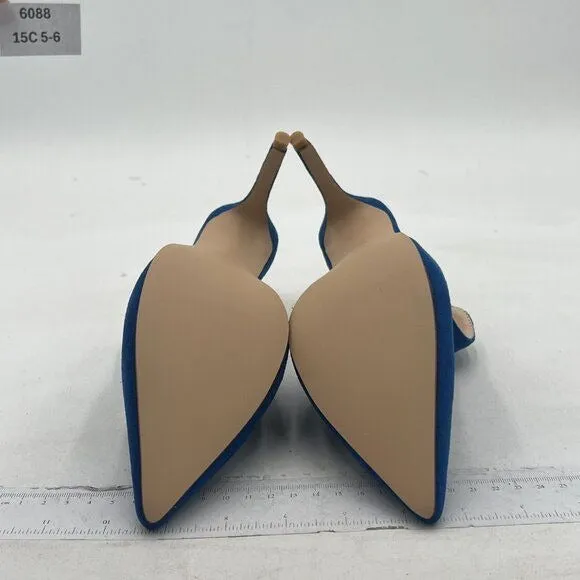 FSJ Blue Pointed Toe Slide Mule Sandal Slippers Stiletto High Heels Loafers Shoe