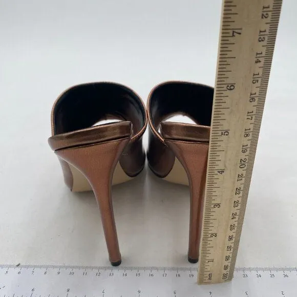 FSJ Brown Open Peep Toe Mule Sandal Slide Slippers High Heels Summer Casual Shoe