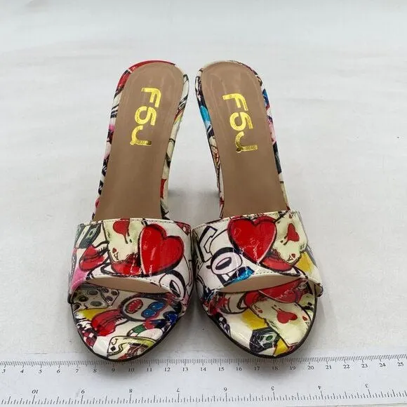 FSJ Colorful Casual Peep Toe Mule Sandals Stiletto High Heels Party Evening Shoe