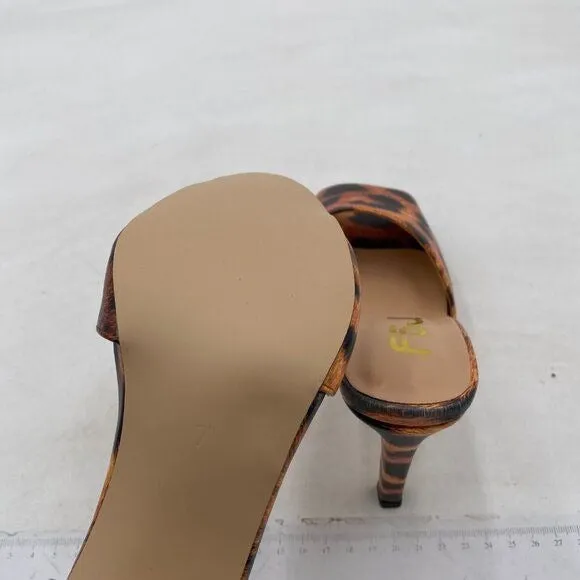 FSJ Leopard Peep Toe Mule Sandals Stiletto High Heels Party Evening Shoe