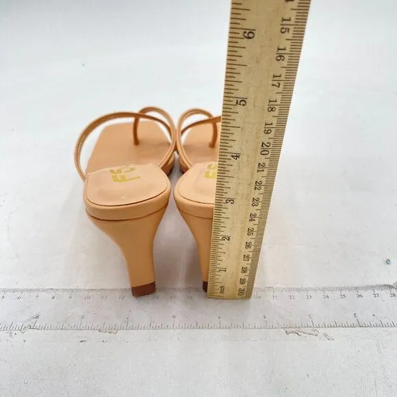 FSJ Nude Flip Flop Slide Mule Square Open Toe Thong Summer Wedge Heel Sandal