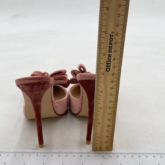 FSJ Pink Stylish High Heels Mule Sandals Pointed Toe Bowknot Stilettos Shoes