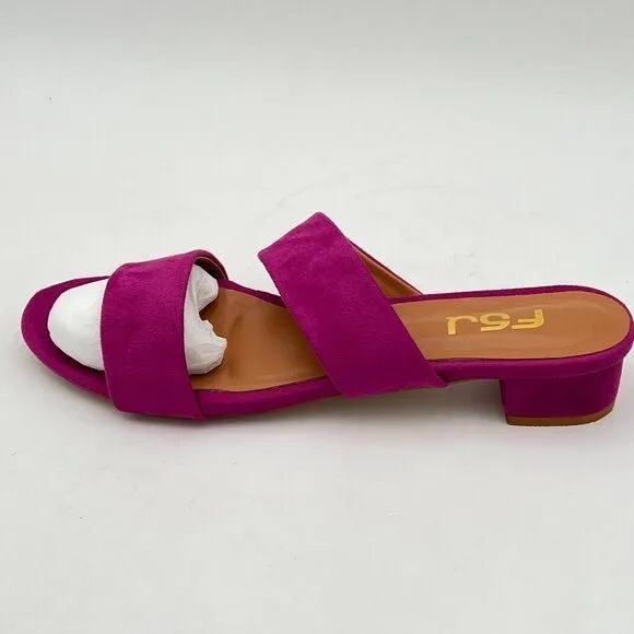 FSJ Purple Comfortable Open Toe Sandals Mule Chunky Low Heel Strappy Casual Shoe
