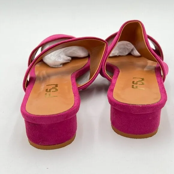 FSJ Purple Comfortable Open Toe Sandals Mule Chunky Low Heel Strappy Casual Shoe