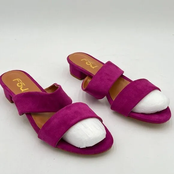 FSJ Purple Comfortable Open Toe Sandals Mule Chunky Low Heel Strappy Casual Shoe