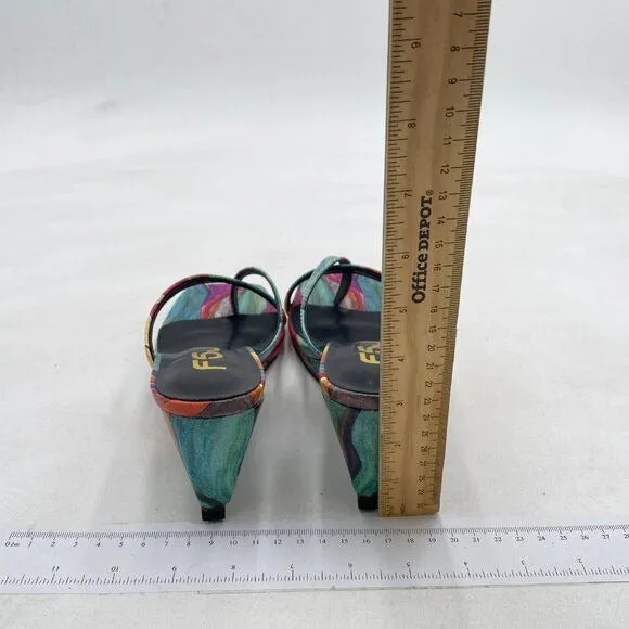 FSJ Watercolor Flip Flop Slide Mule Shoes Square Open Toe Thong Sandal Shoes