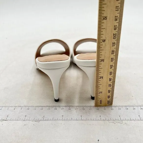 FSJ White Peep Toe Mule Sandals Stiletto High Heels Party Evening Shoe