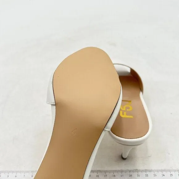 FSJ White Peep Toe Mule Sandals Stiletto High Heels Party Evening Shoe