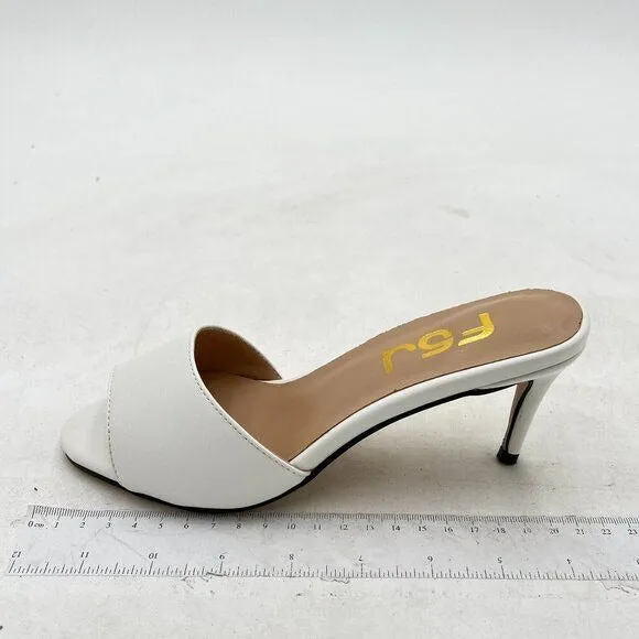 FSJ White Peep Toe Mule Sandals Stiletto High Heels Party Evening Shoe