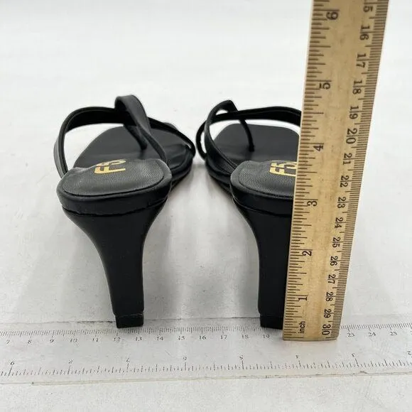 FSJ Women Casual Flip Flop Slide Mule Shoes Square Open Toe Thong Sandal Black