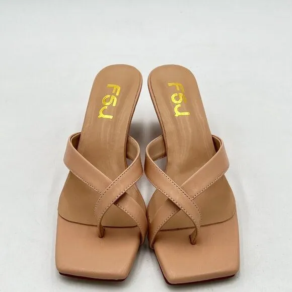 FSJ Women Casual Flip Flop Slide Mule Shoes Square Open Toe Thong Sandal Summer