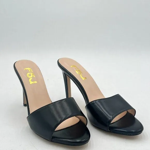 FSJ Women Casual Peep Toe Mule Sandals Stiletto High Heels Party Evening Shoe