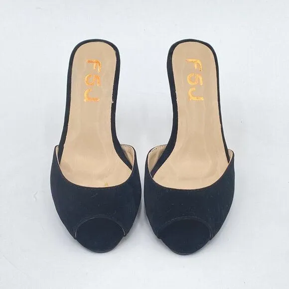 FSJ Women Casual Peep Toe Mule Sandals Stiletto High Heels Party Evening Shoe