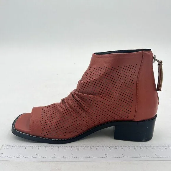 FSJ Women Peep Open Toe Boots Slouchy Low Block Heel Ankle Booties Flats Sandal