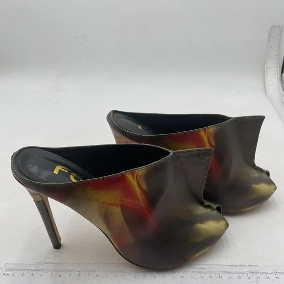 FSJ Women Peep Toe Mule Sandals Wide Strap Slide Slippers Stiletto High Heels