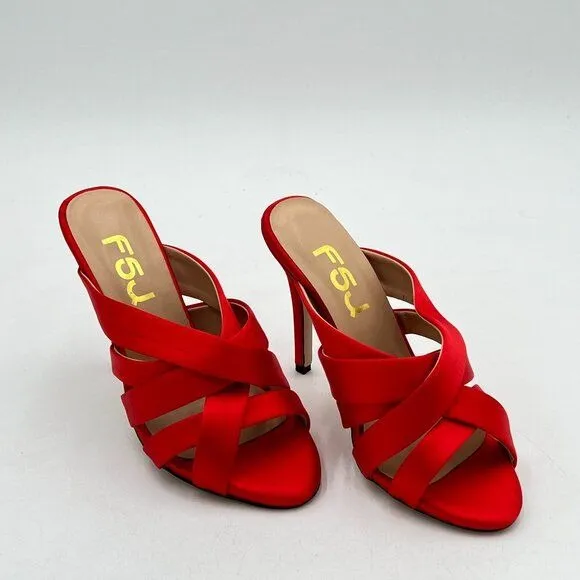 FSJ Women Sexy Strappy Open Toe Sandals Stiletto High Heel Slip On Backless Mule