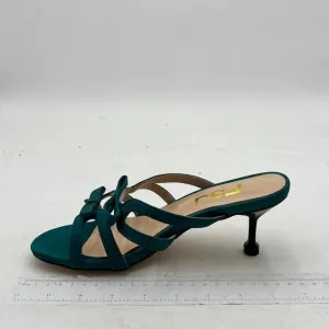 FSJ Women's Dressy Open Toe Heeled Mule Sandals Slip On Two-Strap Bow Slide Shoe