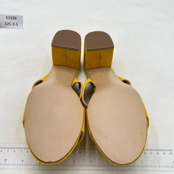 FSJ Yellow Comfortable Open Toe Sandals Mule Chunky Heel Strappy Casual Shoes