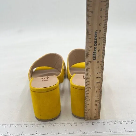 FSJ Yellow Comfortable Open Toe Sandals Mule Chunky Heel Strappy Casual Shoes