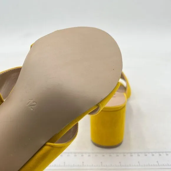 FSJ Yellow Comfortable Open Toe Sandals Mule Chunky Heel Strappy Casual Shoes