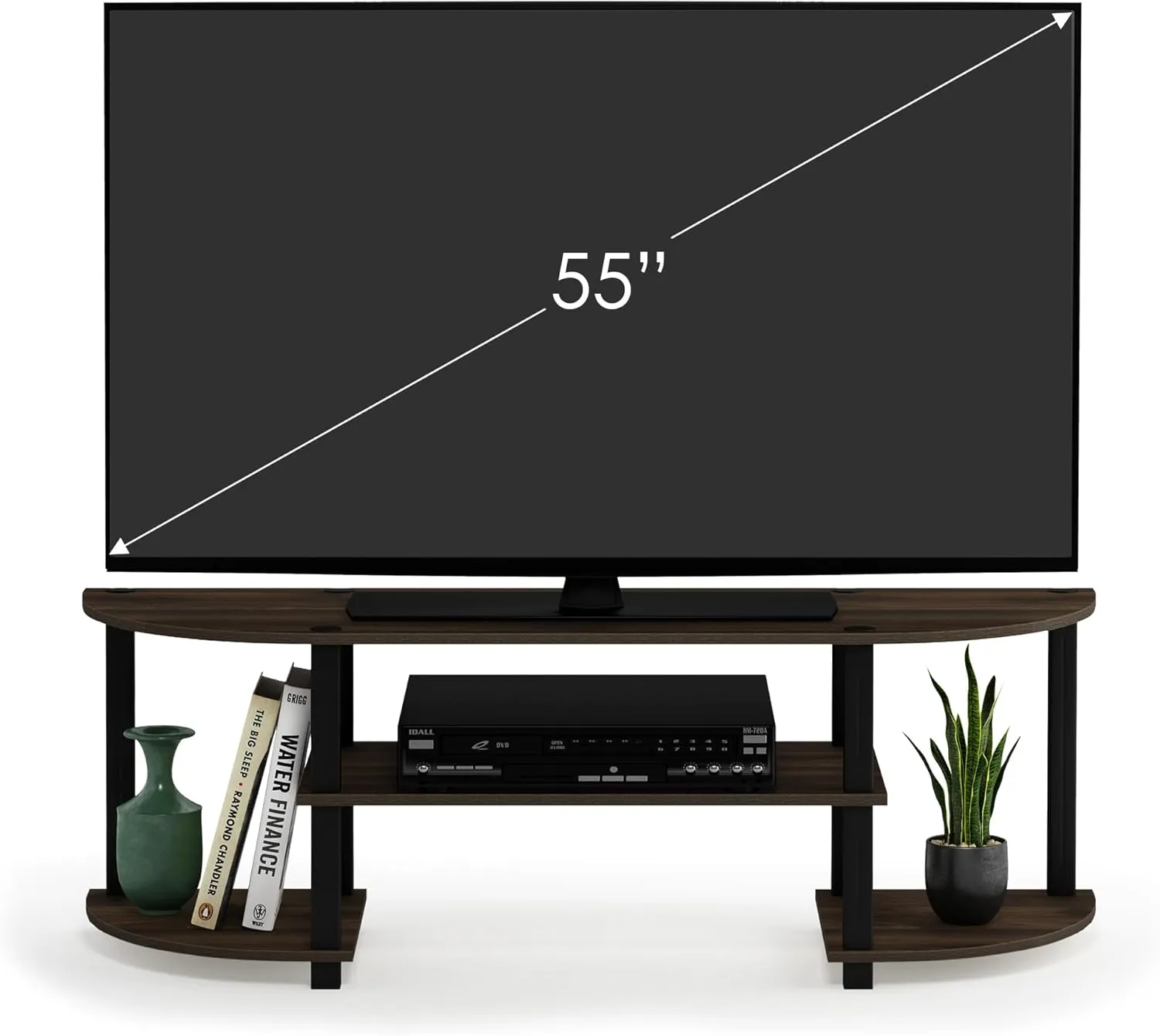 Furinno Turn-S-Tube Wide TV Entertainment Center, Columbia Walnut/Black