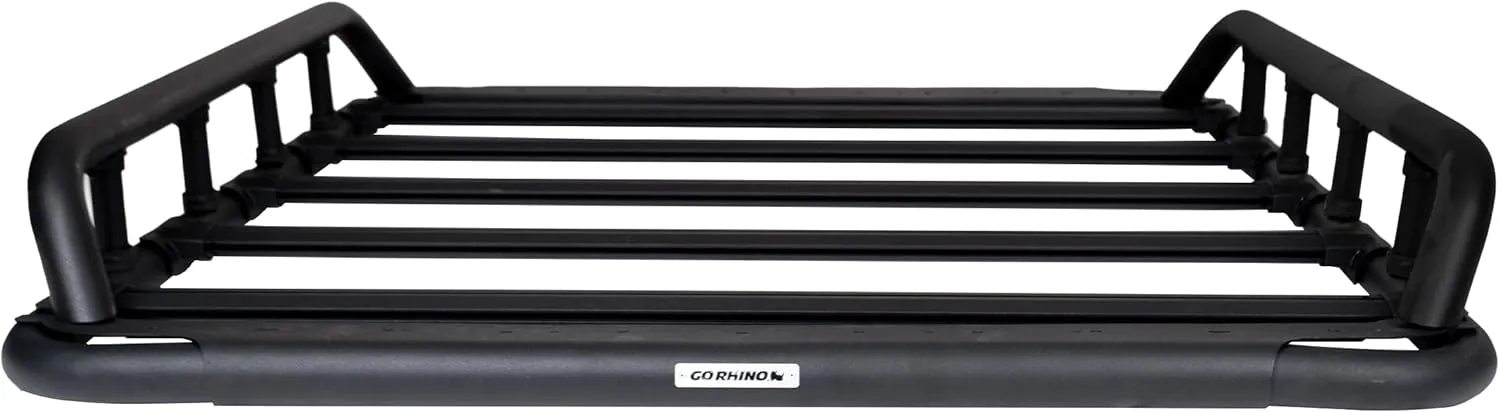 Go Rhino SRM 500 Flat Platform Roof Rack w/Dual Rail & Clamps | Aluminum, Textured Black, L: 55" x W: 52" | 5935251T | Mounts to Most Cross Bars
