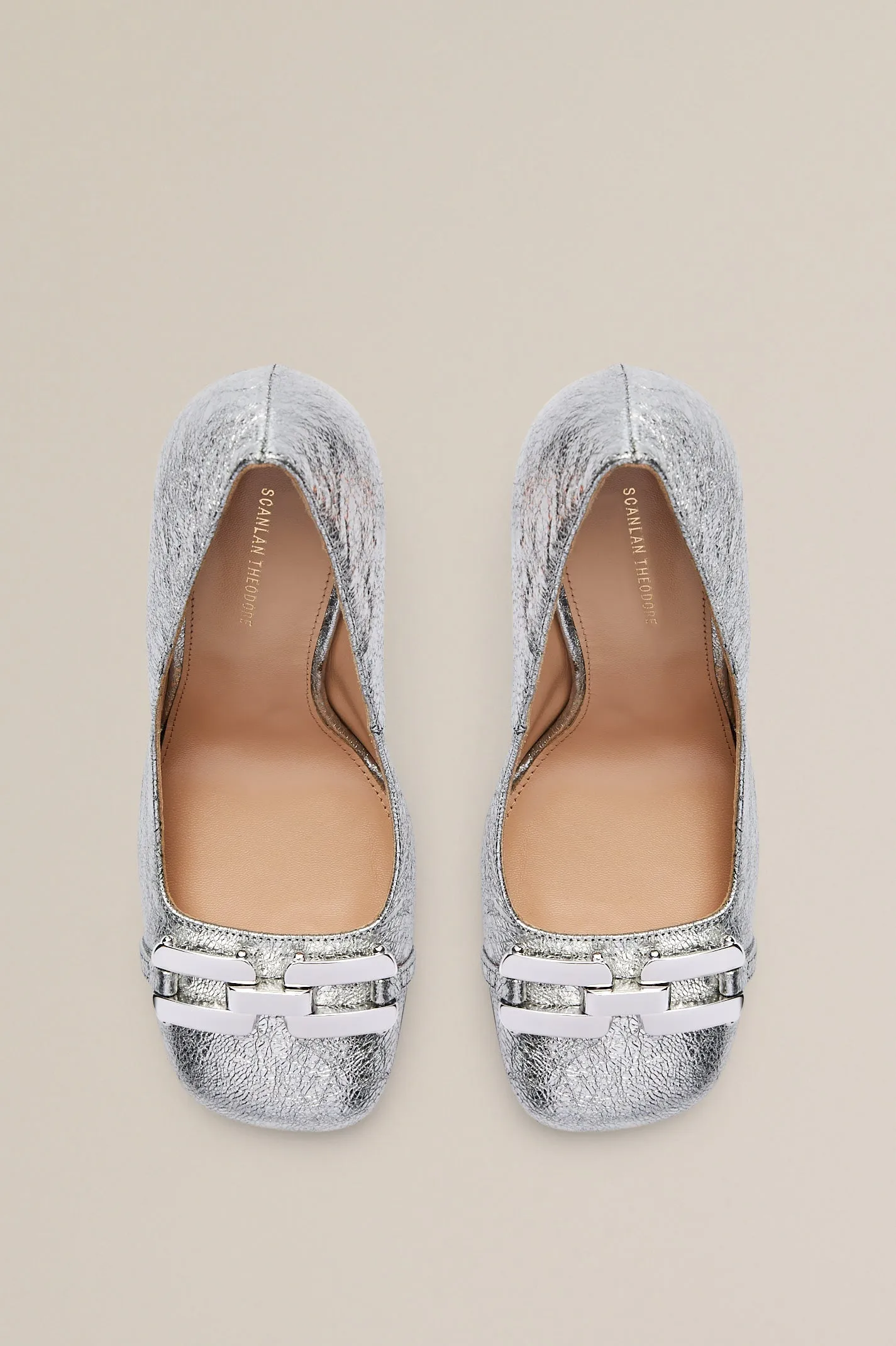 GOLD TRIM SQUARE TOE PUMP 9.5 - SILVER