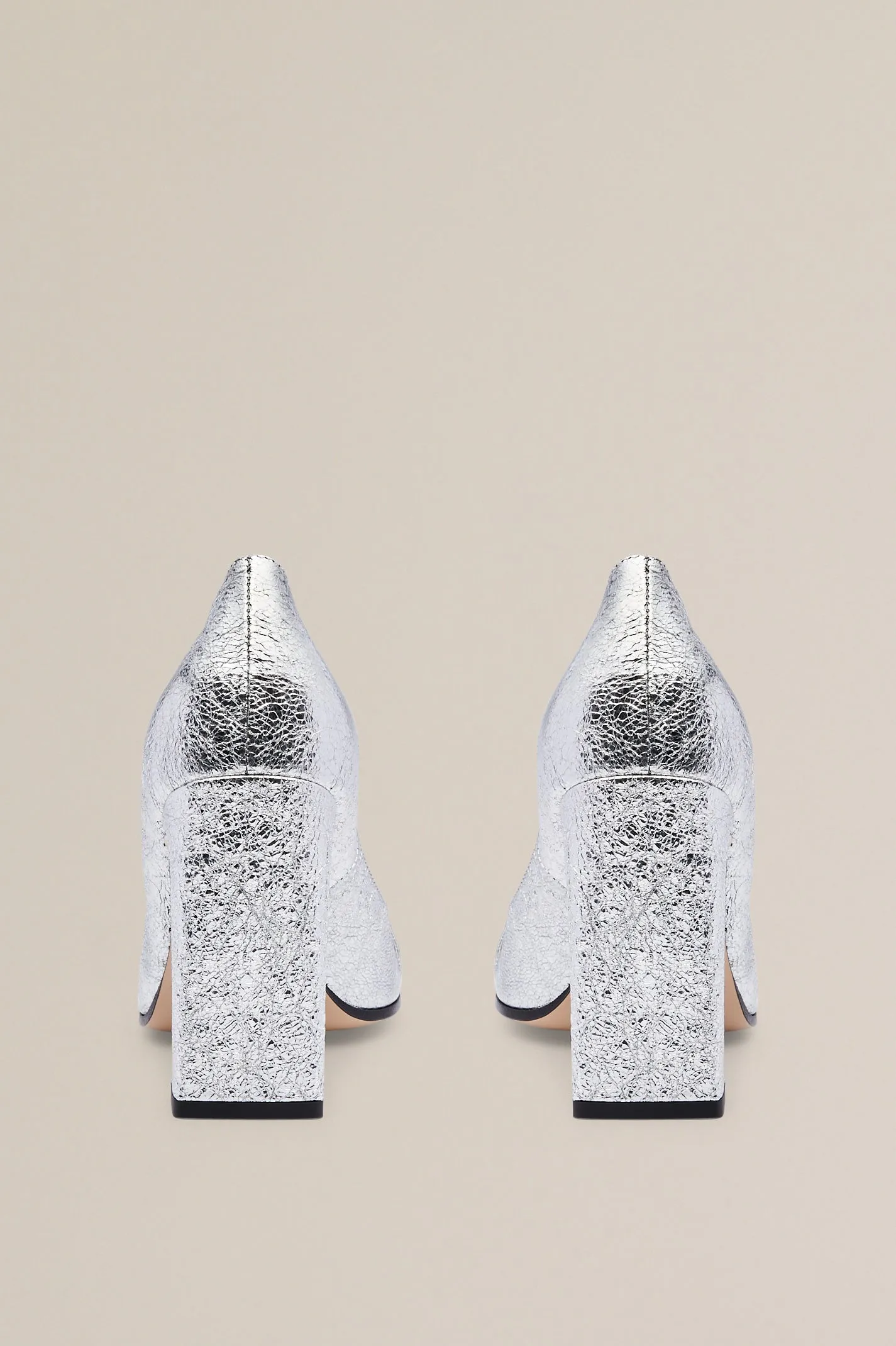 GOLD TRIM SQUARE TOE PUMP 9.5 - SILVER