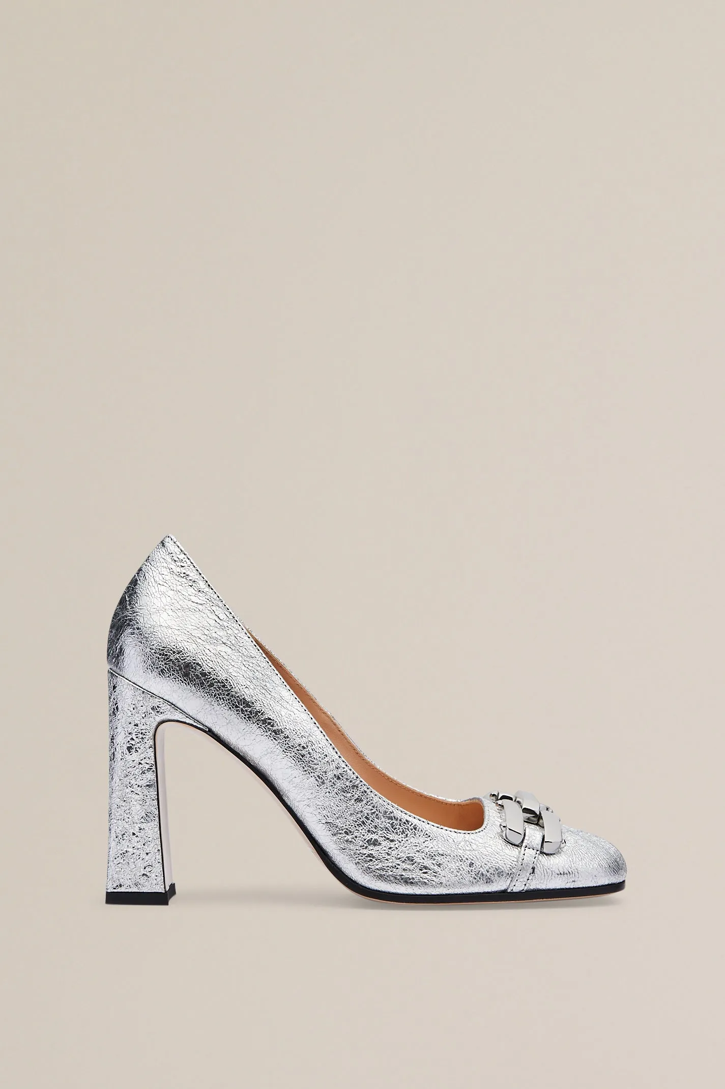 GOLD TRIM SQUARE TOE PUMP 9.5 - SILVER