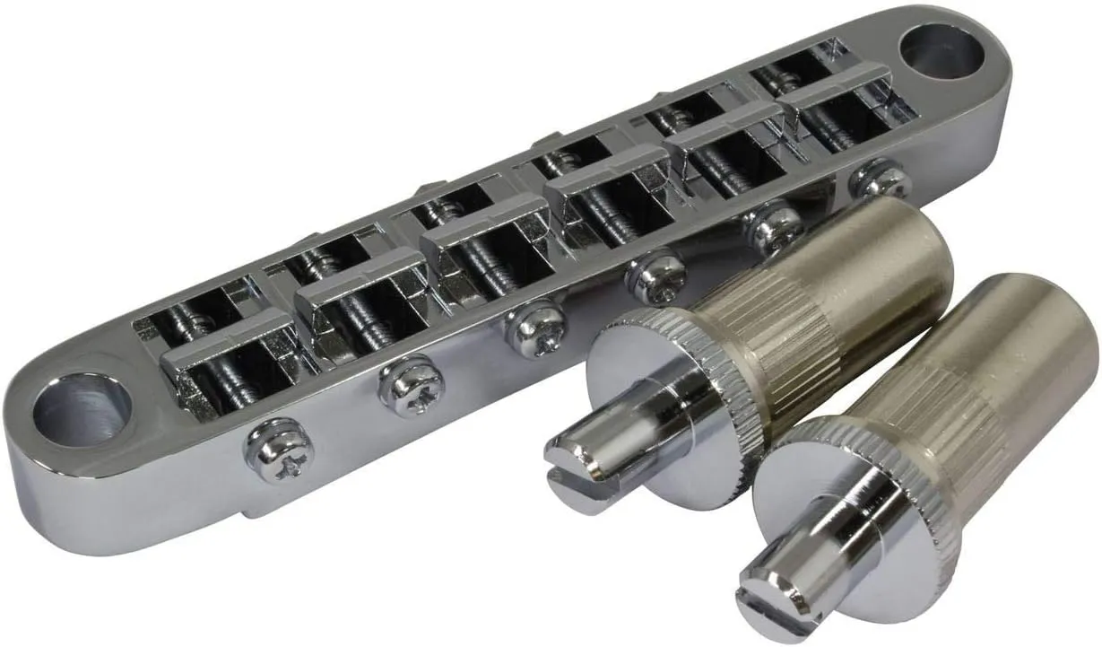 Gotoh GE103B-T Tune-O-Matic Style Guitar Bridge with Large Metic Stud Posts, Black