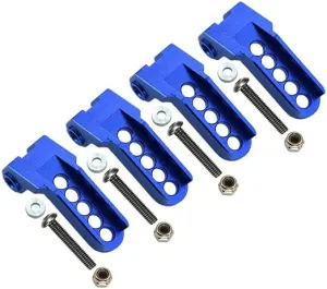 GPM For Traxxas TRX-4 Trail Defender Crawler Upgrade Parts Aluminum Adjustable Front And Rear Damper Mount - 4Pc Set Blue