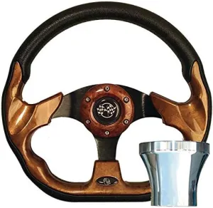 GTW E-Z-GO Woodgrain Racer Steering Wheel Chrome Adaptor Kit (Fits 1994.5-Up)
