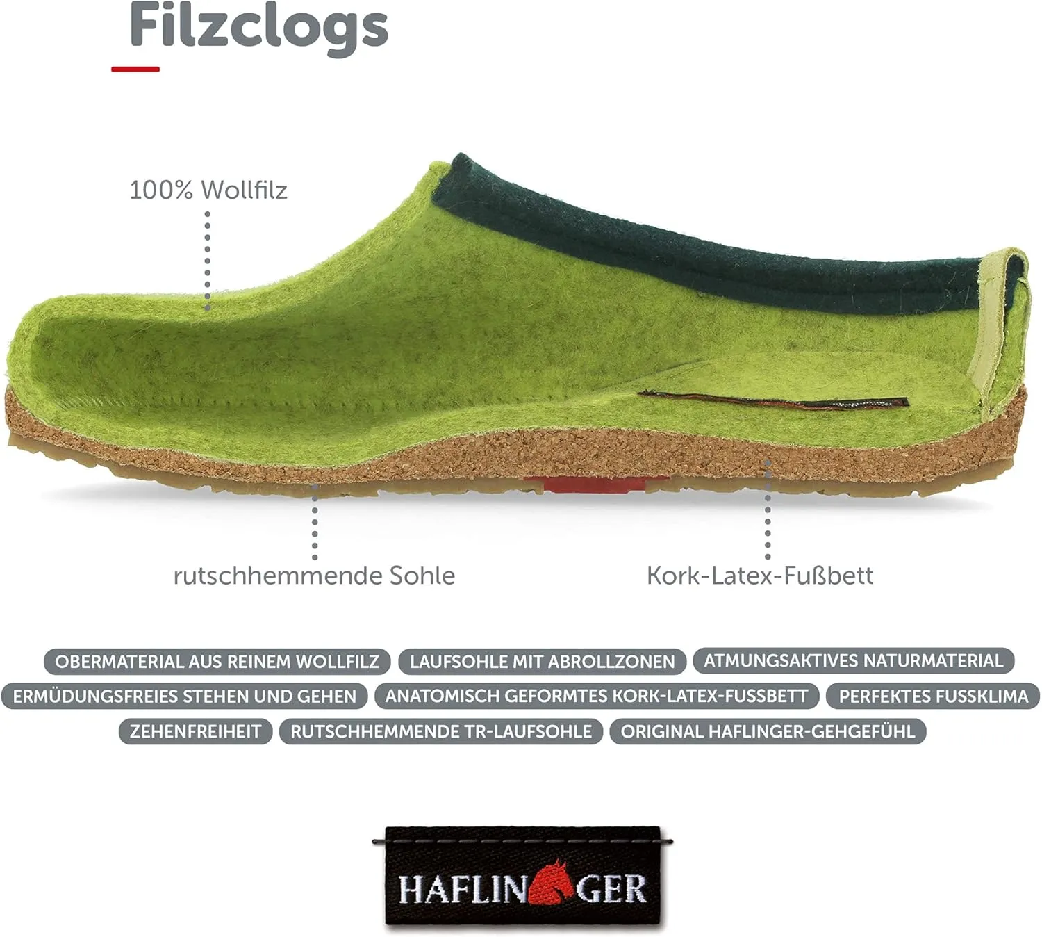HAFLINGER Unisex-Adult GZL Boat Shoe Trimmed Wool Clogs