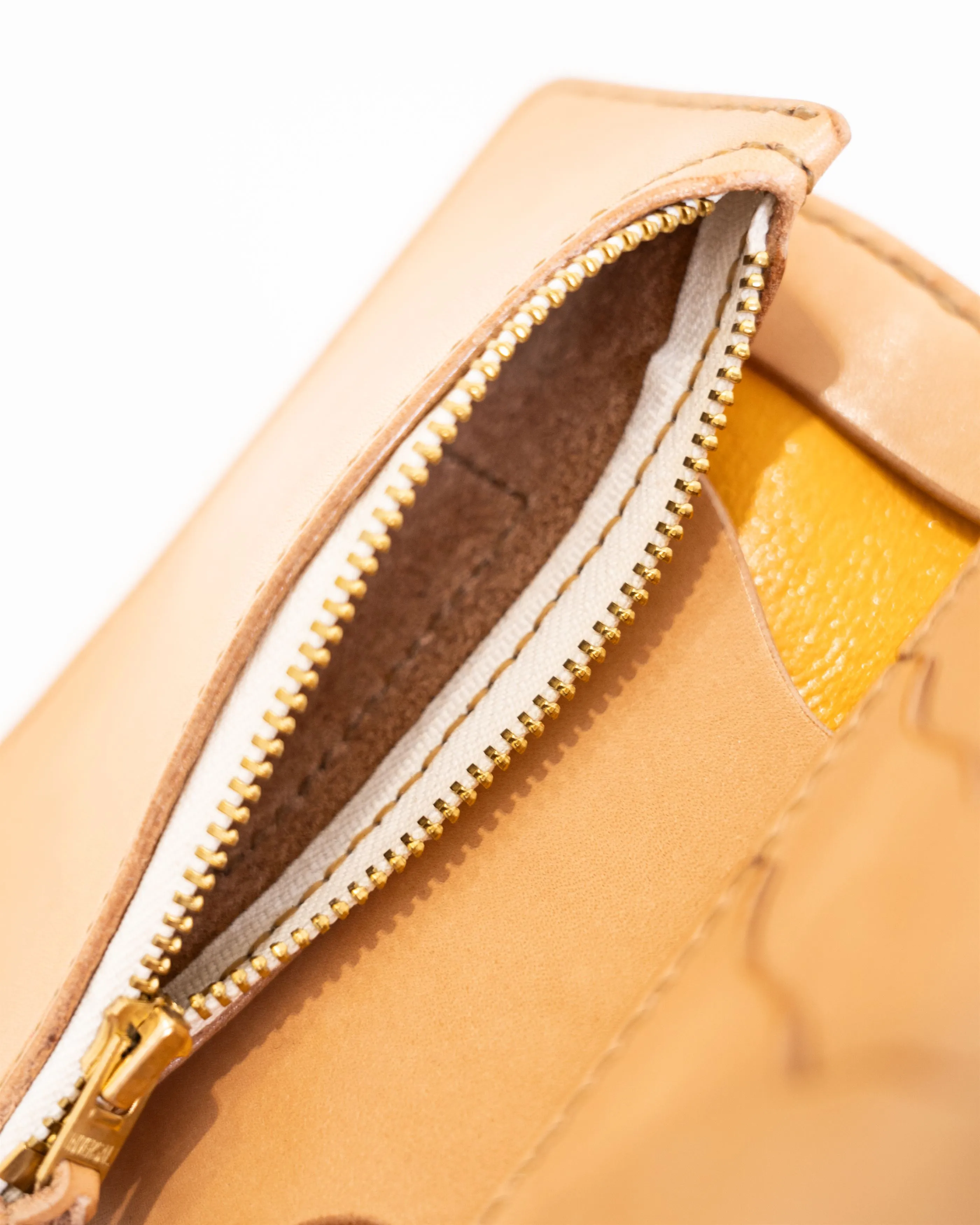 Harness Leather Hand Sewn Zip Wallet FN-WMN4-4Z | Tan-Black