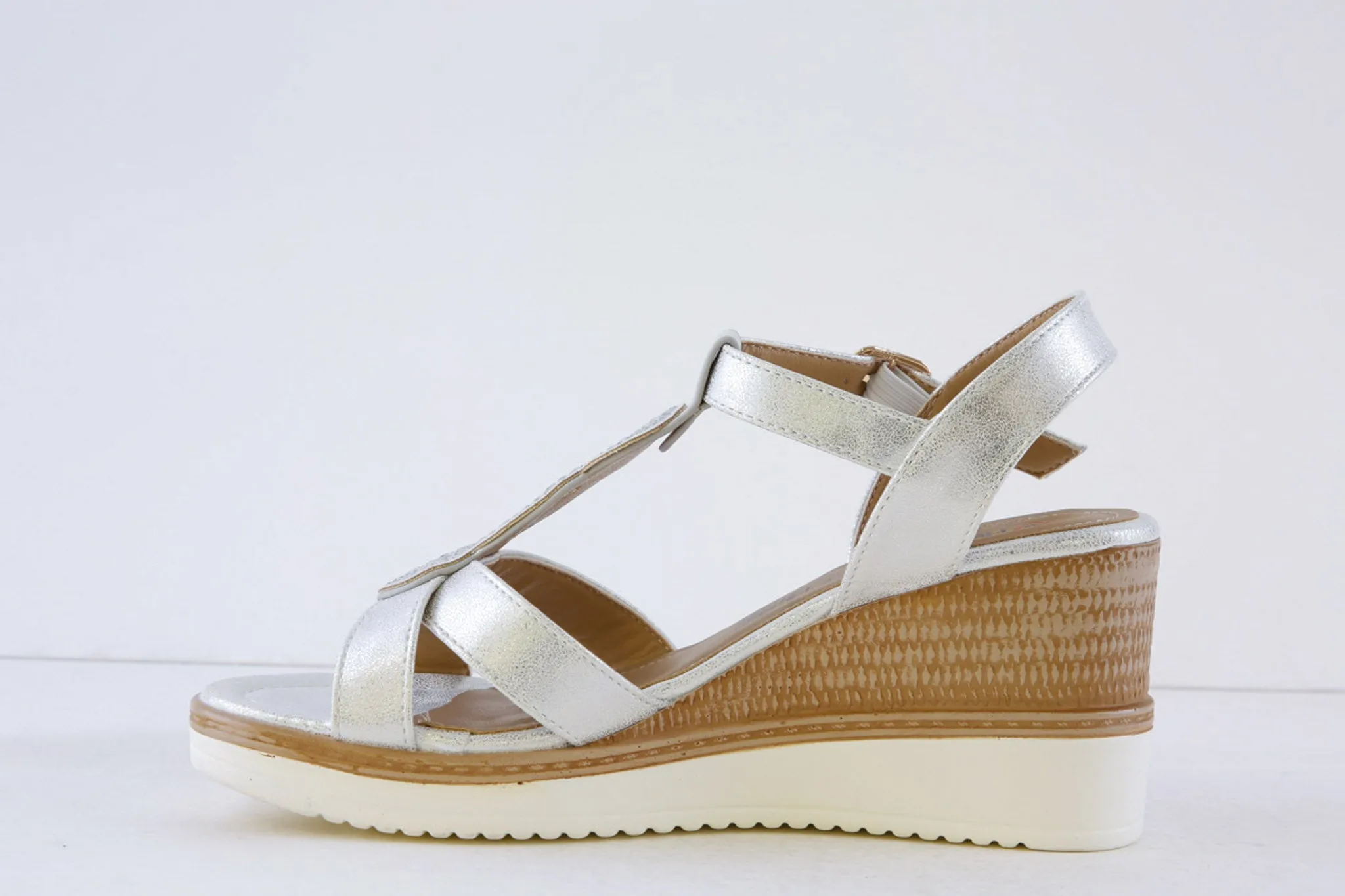 HEAVENLY FEET - TRANQUIL HIGH WEDGE SANDAL - SILVER