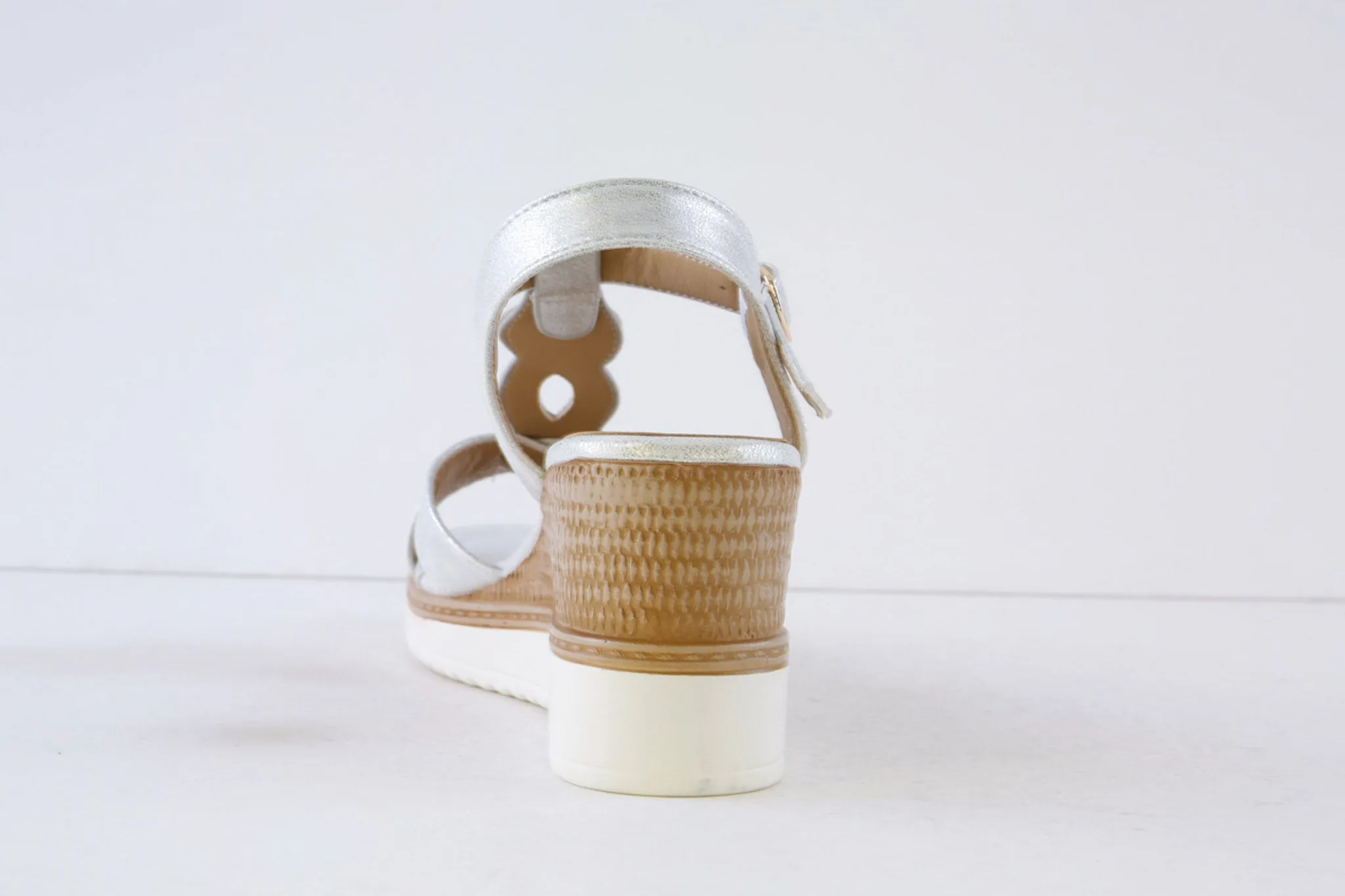 HEAVENLY FEET - TRANQUIL HIGH WEDGE SANDAL - SILVER