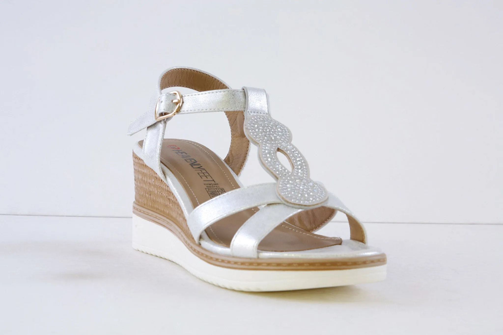 HEAVENLY FEET - TRANQUIL HIGH WEDGE SANDAL - SILVER