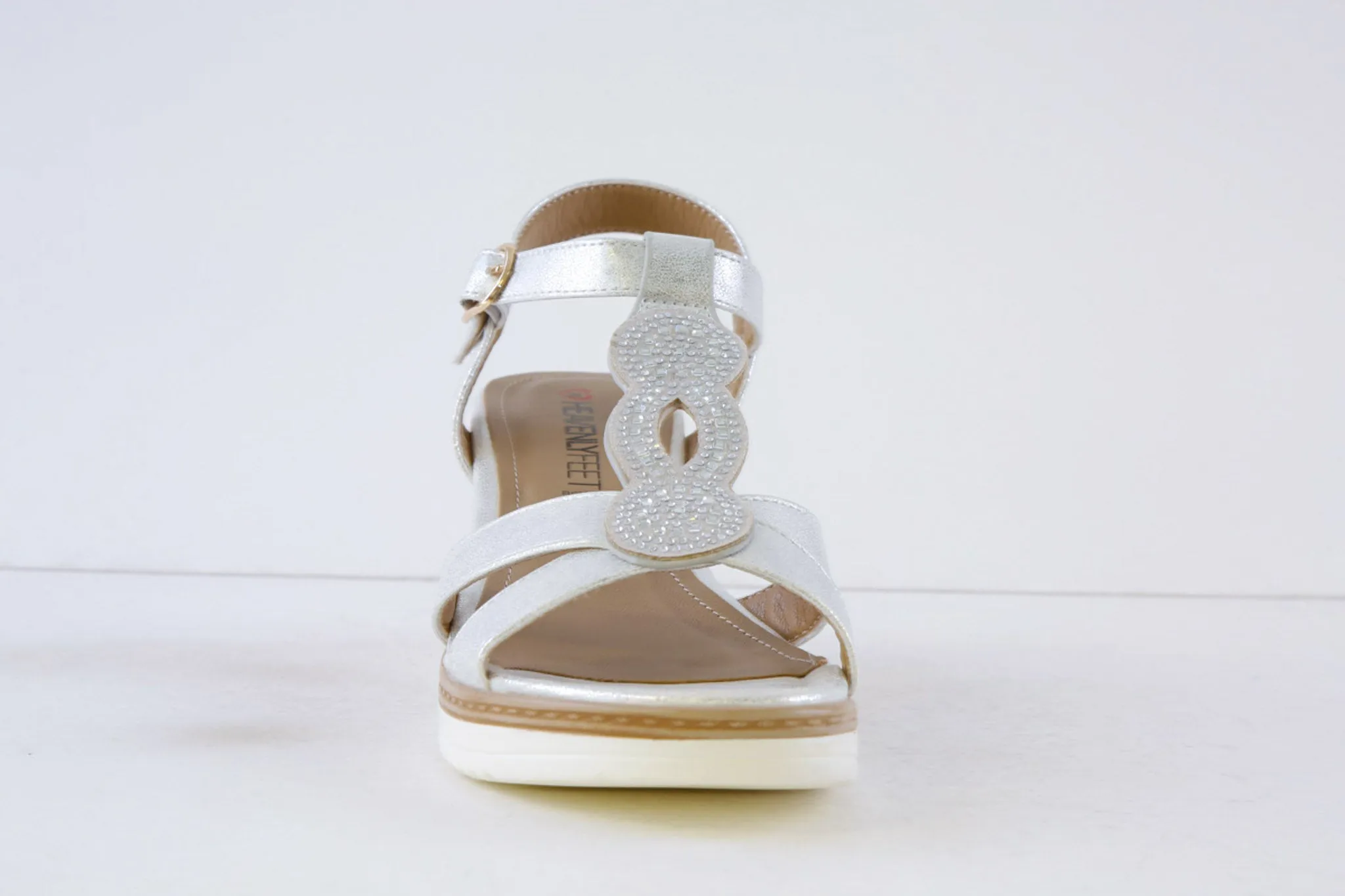 HEAVENLY FEET - TRANQUIL HIGH WEDGE SANDAL - SILVER