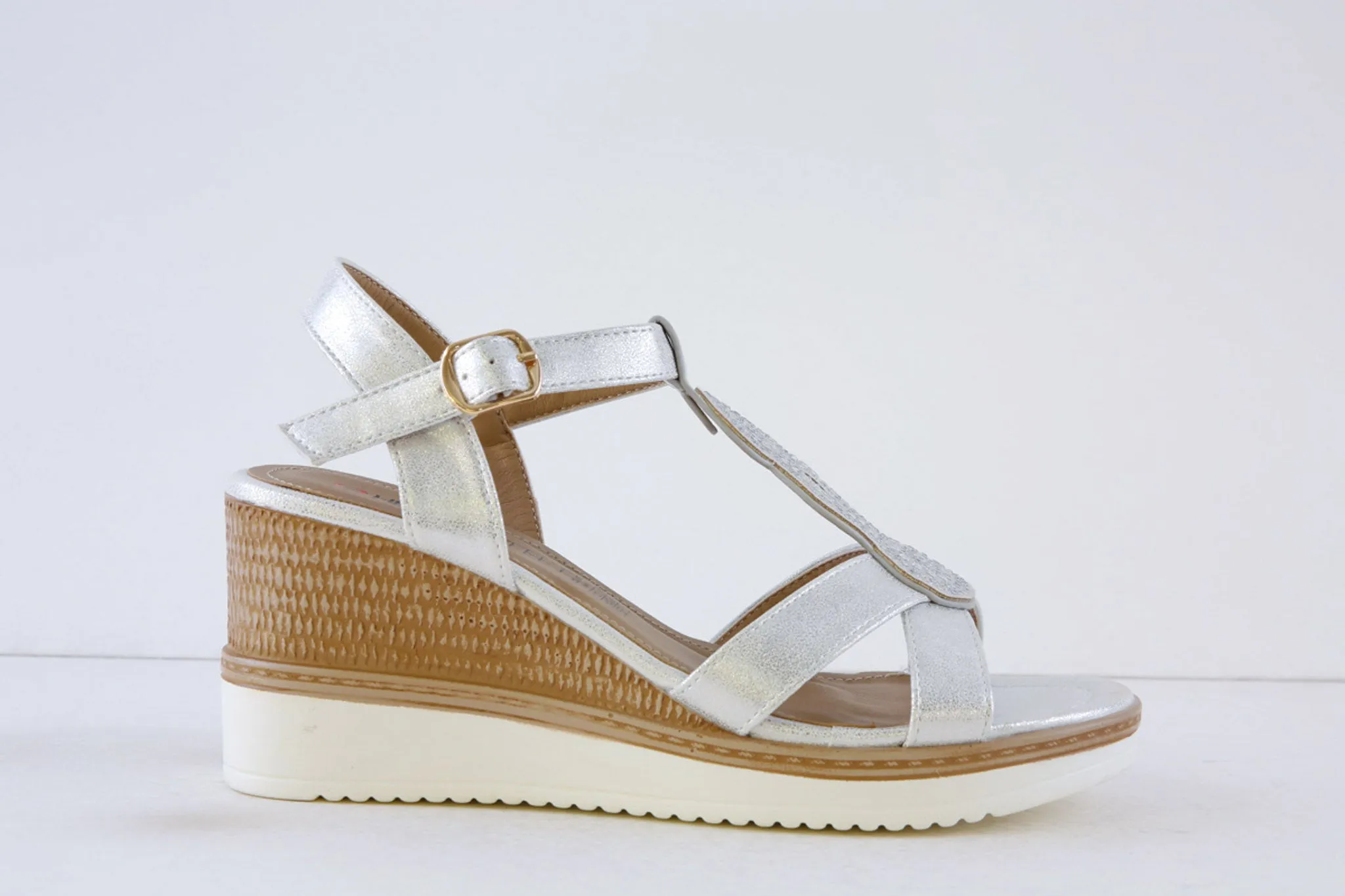 HEAVENLY FEET - TRANQUIL HIGH WEDGE SANDAL - SILVER