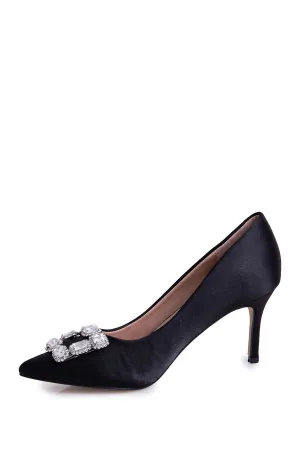 Heel Toe Big Lorraine Pointed Pumps Safe transaction Formal Lauren Jewel Artistic Embellished Low Carolyn