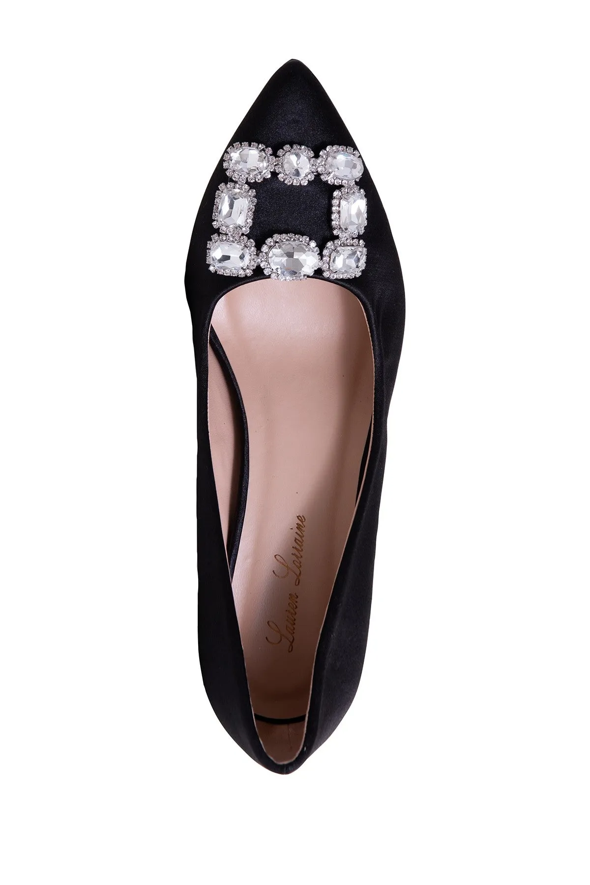 Heel Toe Big Lorraine Pointed Pumps Safe transaction Formal Lauren Jewel Artistic Embellished Low Carolyn