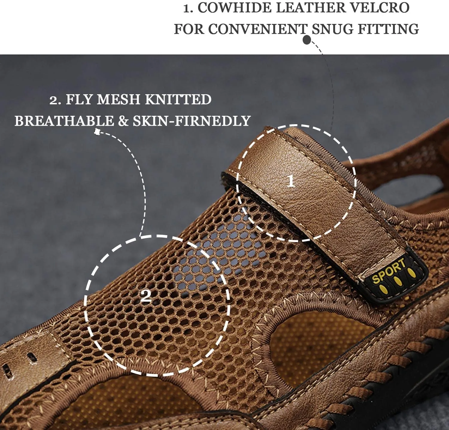 HESBITEUL Mens Sport Sandals Outdoor: Non-Slip MD Slide for Trail Hiking