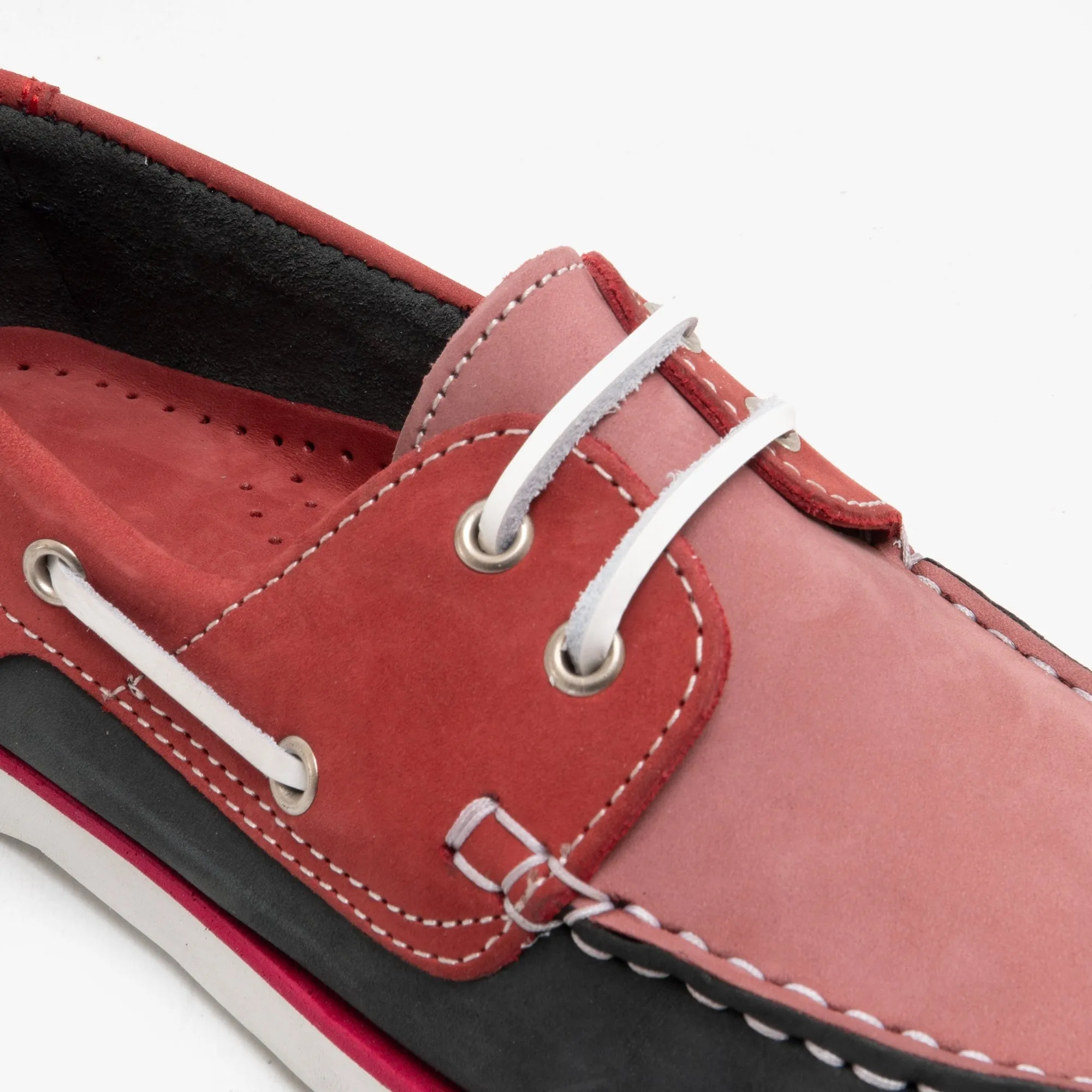 Hush Puppies HATTIE Womens Nubuck Deck Shoes Pink/Red/Navy